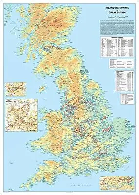 A0 Great Britain Waterways Wall Map 118.9 X 84.1 Cms  Laminated • £19.79