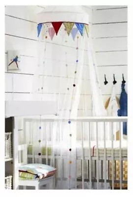 Ikea Fabler Bed Crib Canopy Silke Leffler White Multi Pendants 94  • £33.25