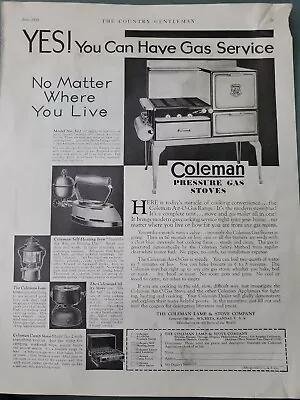 1930 Coleman Pressure Gas Stoves Iron Lantern Camp Stove Vintage Original Ad • $9.99