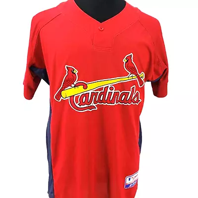 MLB St. Louis Cardinals Majestic Men Jersey Red Logo Short Sleeve Medium • $19