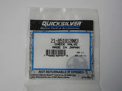 Mercury Marine Quicksilver 21-851812003 Outboard Black Check Valve OEM 8 9.9 Hp • $15.99