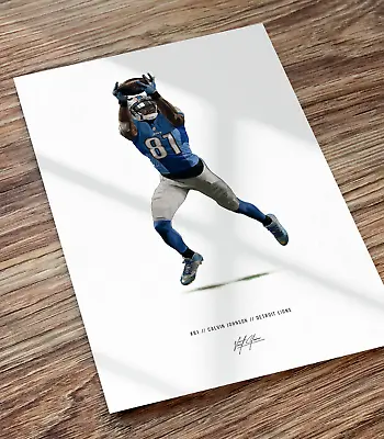 Calvin Johnson Poster Megatron Detroit Lions Football Art Illustrated Print • $24.99