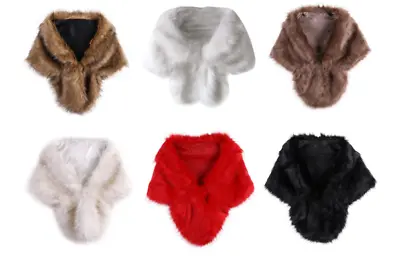 £11.99 • Buy Winter Women's Faux Fur Shawl Noble Ladies Wedding Long Stole Wrap Shrug Scarf