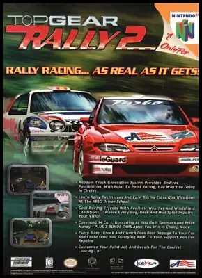 Top Gear Rally 2 1999 Nintendo-print Ad/mini-poster-Game Roomman Cave Art Decor • $14.97