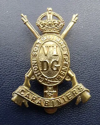 VI Dragoon Guards Regiment Brass Cap Badge Slider Intact FREE UK P&P • £10.99