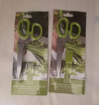 2 Pair Bundle Herb Scissors 5 Blade Scissors Cutter Kitchen Tool - Open Box-READ • $8