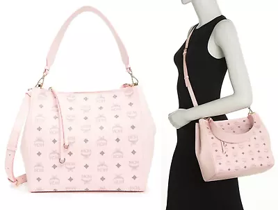 MCM Aren VI Medium Hobo Crossbody Shoulder Bag Purse In Pink Leather Visetos Mix • $429.99