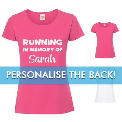 Cancer Running In Memory Of Custom Name Ladies T-Shirt Mud Run Race For Life • £10.99