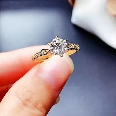 £3.54 • Buy Elegant 18k Yellow Gold Plated Rings Round Cut Cubic Zirconia Jewelry Size 6-10