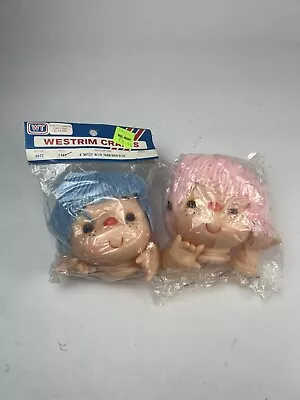 Vintage 1970's Fibre Craft Pink Blue Hair Doll Heads & Hands Sets 7569 • £18.32