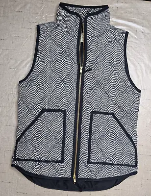 J.Crew Excursion Puffer Vest Women's XS Black Herringbone Pattern Quilted Down • $11.25