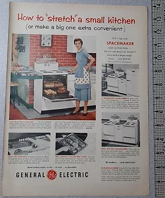 1954 General Electric Vintage Print Ad Appliances Oven Stove Range MCM Kitchen • $8.43