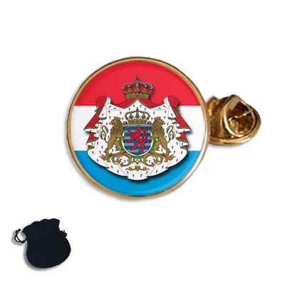 Luxembourg Flag Coat Of Arms  Enamel Lapel Pin Badge Gift • £5.49