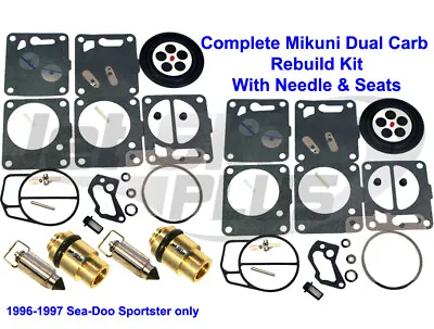 SeaDoo Dual Mikuni Carburetor Rebuild Kit & Needle/Seat Sportster 1996 1997 • $84.95