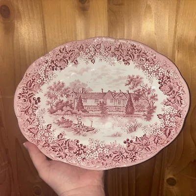 J. & G. Meakin Romantic England Vintage Ightham Mote Kent Platter Red White 12  • $40