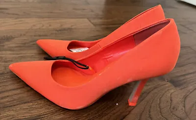 Zara Zapato Taco Neon Orange Stiletto High Heels Pumps Shoes US 8 EU 39 • $12.92