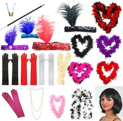 Flapper 1920's Fancy Dress Long Gloves Headband Gatsby Burlesque Cig Holder Lot • £3.99