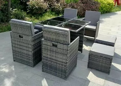 Eton Cube Rattan Garden Furniture Set Chairs Sofa Table Outdoor Patio 8 Seater • £499.99