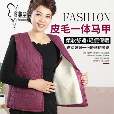 Women/Girl 100% Real Sheepskin Fur  Lamb Wool Winter Warm Waistcoat Warm Coat • $53.10