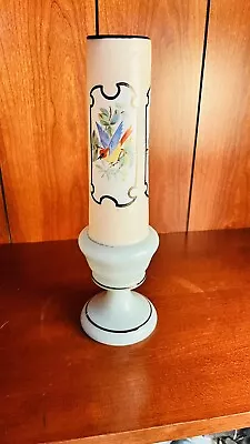 9.75” Tall “Bristol Glass” Victorian Painted Candlestick Vase • $0.99