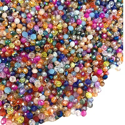 Faceted Glass Crystal Beads For Jewellery Making 4mm 150 Pcs Mix New • £2.55
