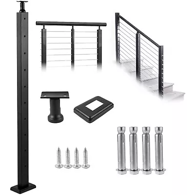 VEVOR Cable Railing Post Deck Railing 36x1x2  Black Post W/ Pre-Drilled Holes • $35.99