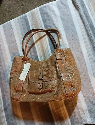 Minicci 2 Handle Brown Faux Reptile Ladies Handbag • $18