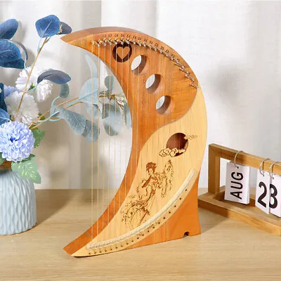 19 String Moon Harp Lyre Mahogany Nylon With Tuning Wrench With Technical Manual • $75.99