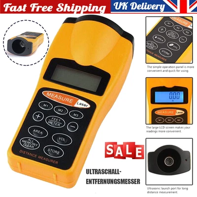 LCD Infrared Laser Rangefinders Ultrasonic Distance Meter Measuring Device 18M • £14.96