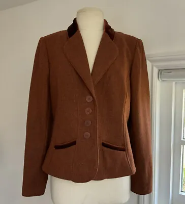 £95 • Buy Caroline Charles Wool/Cashmere Tweed Velvet Russet Jacket UK 12 *MATCHING SKIRT*