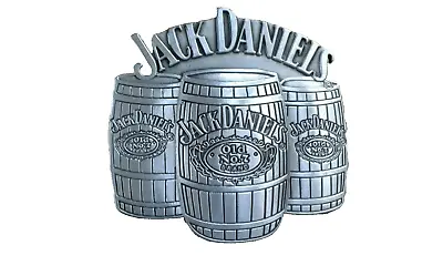 Jack Daniels Barrels Metal Belt Buckle -UK Seller (Silver) FREE P&P • £12