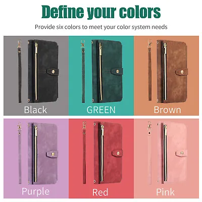 Leather Zip Wallet Stand Case Cover For IPhone XR 11 13 12 14 Pro Max 12 XS MAX • $20.94