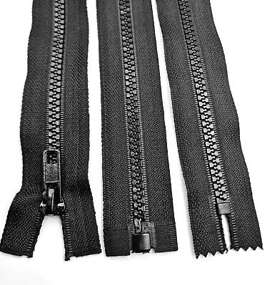 £3.99 • Buy Chunky Zips No.5 Plastic Open & Close End - Colour Black - High Quality Zips