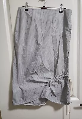 BASSIKE 100% COTTON Striped Midi Skirt Size 1 BNWOT Casual Ruched • $50