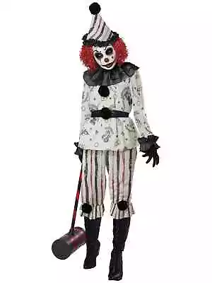 Vintage Creeper Clown Horror Circus Evil Scary Halloween Adult Womens Costume • $76.95