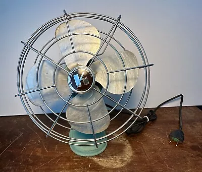 Vintage Sears Roebuck And Co. Small Fan Turquoise Metal Tested Works 105-120v • $20