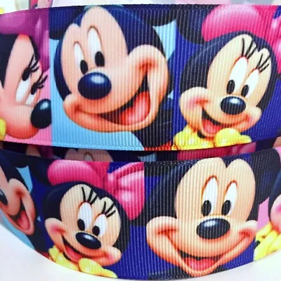 GROSGRAIN RIBBON 5/8  7/8 1.5  3  Minnie Mickey Mouse M7 Printed USA SELLER • $1.09