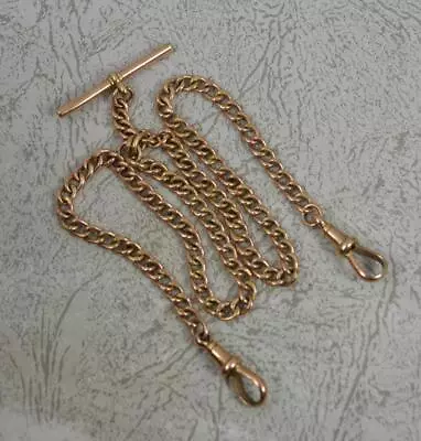 Antique 9 Carat Rose Gold Double Albert Pocket Watch Chain 20  Long • £1795