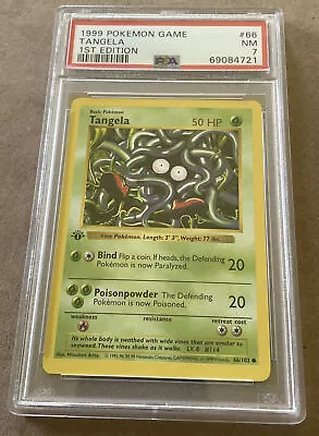 $19 • Buy Pokemon 1999 1st Edition Shadowless Base Set Tangela #66/102 NM PSA 7