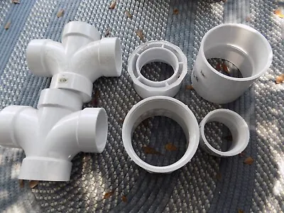 6- Pvc Fittings 6'' & 4'' Lasco Nibco  Sanitary Tee's  Couplings     8A • $30