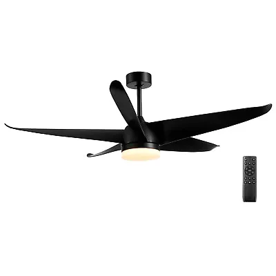 60  Reversible Ceiling Fan With Light 2700K/4200K/6500K Adjustable LED Fan Black • $159.98