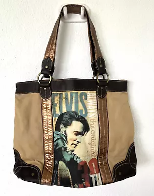 Elvis Presley Tote Bag CANVAS & FAUX LEATHER.     NWOT • $39