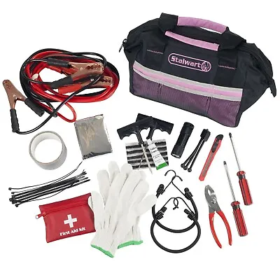 Pink 55 Piece Roadside Emergency Auto And Tool Kit Jumper Cables • $26.99