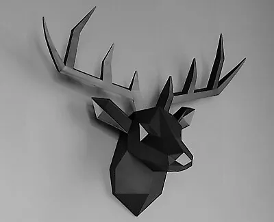 Modern Geometric Deer Head Wall Mount Statue Cabin Home Animal Sculpture Decor • £87.41