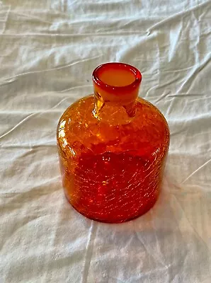 Striking Vintage Orange Crackle Glass Vase • $75