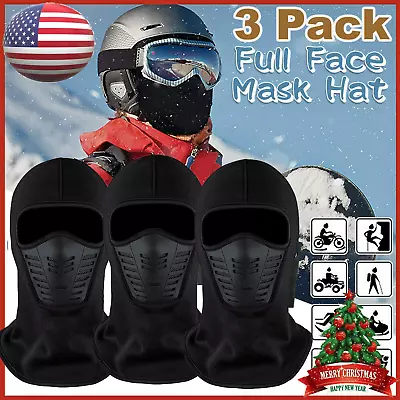 3pcs Full Face Balaclava Ski Mask Motorcycle Winter Windproof Thermal Fleece Hat • $12.29