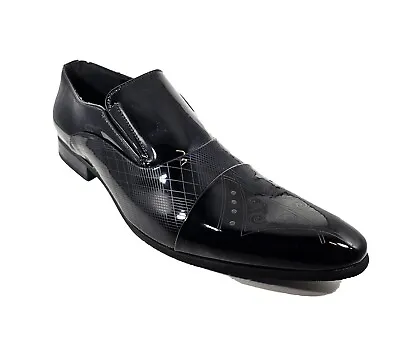 Mens Smart Italian Slip On Cuban Heel Shoes Dinner Suit Wedding Work Party Size • £12.95