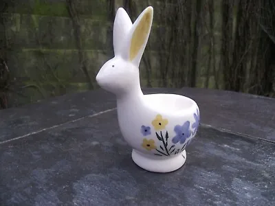 Hand Painted Blue & Yellow Floral Ceramic Bunny Rabbit Or Hare Egg Cup  • £6.21