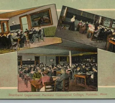 1908 Mankato Shorthand Department Commercial College Minnesota Postcard Brewer • $5.21