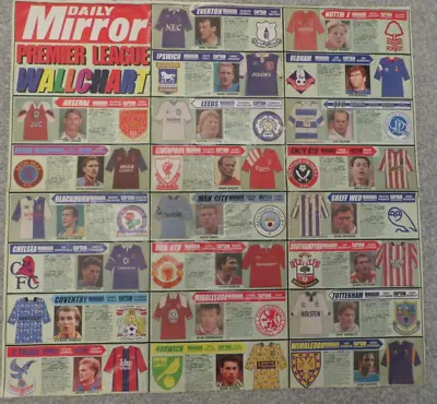 1st PREMIER LEAGUE Season  Daily Mirror  Poster Size Colour  WALL CHART 1991-92 • £9.99